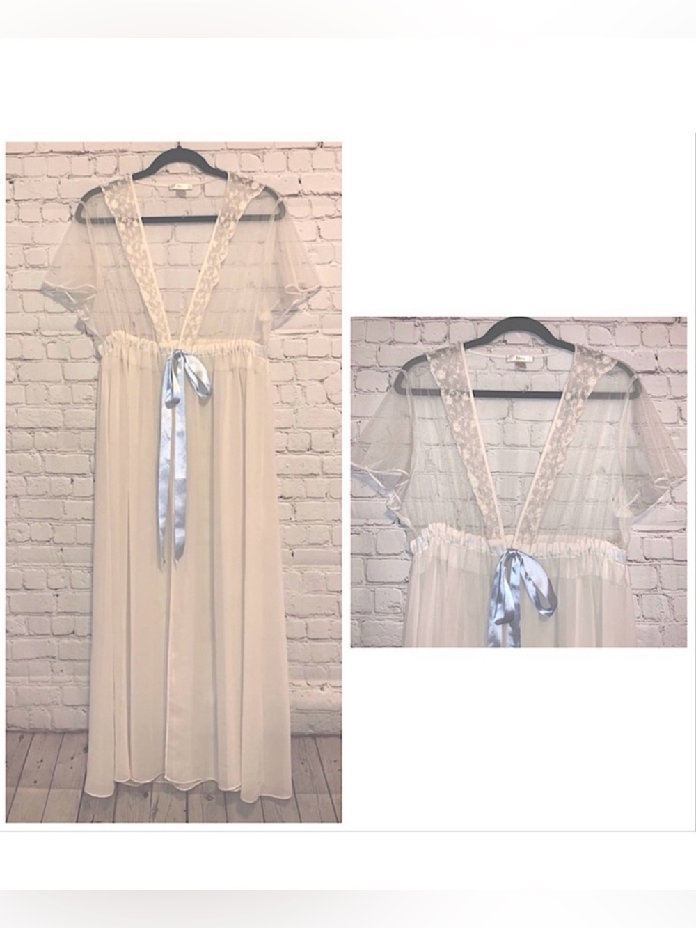 Vintage Flora Nikrooz Gown W/Pale Blue Satin Tie